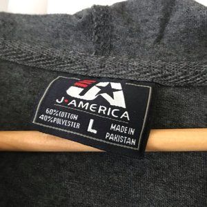 J America Lace Up Charcoal Hooded Pullover Top Sz Large